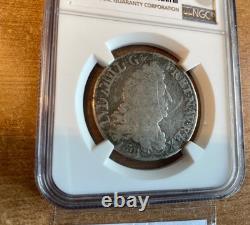1691 FRANCE King LOUIS XIV Crown Antique Genuine French 1/2 Ecu Coin NGC i79825
