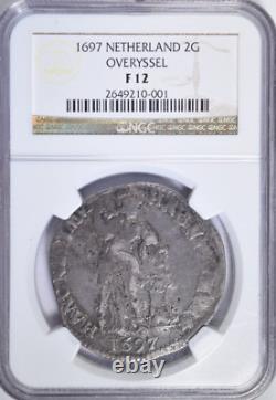 1697 Netherlands Overyssel Province 2 Gulden KM# 62 Original NGC Fine F12