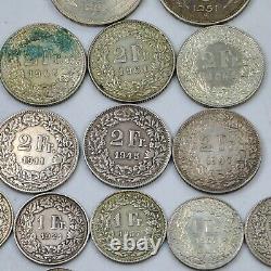 16pcs Switzerland Circulated 1/2 1 2 Francs Silver Coins 1911-1967 324C