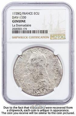 1700-1762 France Silver Ecu Shipwreck La Dromadaire NGC Genuine SKU56297