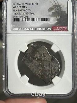 1715 Fleet 1714 DATED 4 Reale Mexico Cob with Rare Real Eight Company Cert! NGC