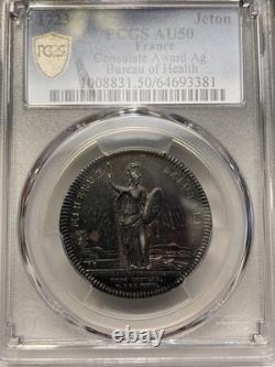 1723 Jeton Consulate Award Ag Bureau Of Health Pcgs Au50 Rainbow Toning Nice