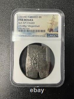 1731 Mo F Mexico 8 Reales Ngc Fine Details Sea Salvaged Vliegenthart Cert