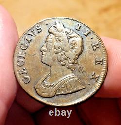 1733 Great Britain Halfpenny Of King George II Colonial Era Beauty