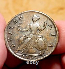 1733 Great Britain Halfpenny Of King George II Colonial Era Beauty