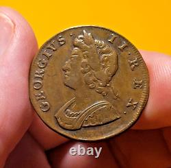 1733 Great Britain Halfpenny Of King George II Colonial Era Beauty