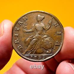 1733 Great Britain Halfpenny Of King George II Colonial Era Beauty
