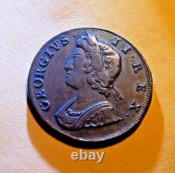 1733 Great Britain Halfpenny Of King George II Colonial Era Beauty