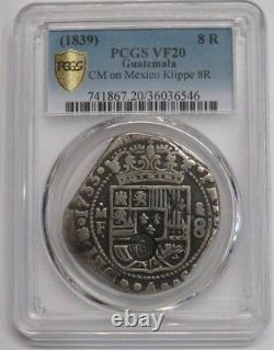 1733 Mexico 8 Real Pcgs Vf20 Klippe Philip V CM Guatemala (1839) Spain Colonial