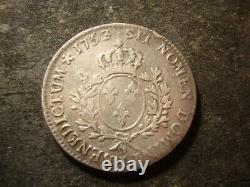 1753 F VF ECU France Silver Louis Rare Coin