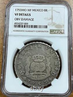 1753 Mexico Mo MF Pillar Dollar 8 Reales NGC VF Details