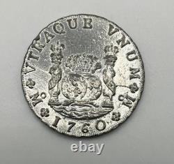 1760 Mexican Pillar Dollar 4 Reales Spanish Silver Coin Colonial Dollar RARE