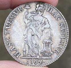 1764 Silver 1 GULDEN Netherlands Overijssel Dutch VERY NICE (HIGH GRADE) e839