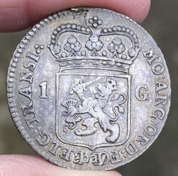 1764 Silver 1 GULDEN Netherlands Overijssel Dutch VERY NICE (HIGH GRADE) e839