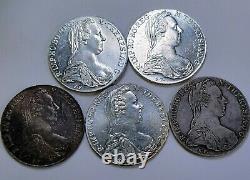 1780 Austria Maria Theresia Thaler Lot 5x Coins Nice BU Restrike & Older (C18)