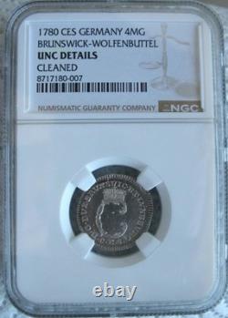 1780 CES Germany Brunswick-Wolfenbuttel 4 Mariengroschen NGC UNC Details
