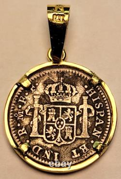 1780 Spanish MEXICO CITY 1/2 Reales In 14K Bezel with DIAMOND