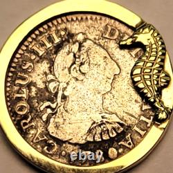 1780 Spanish MEXICO CITY 1/2 Reales In 14K Bezel with DIAMOND