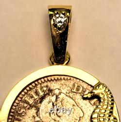 1780 Spanish MEXICO CITY 1/2 Reales In 14K Bezel with DIAMOND