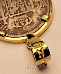 1780 Spanish MEXICO CITY 1/2 Reales In 14K Bezel with DIAMOND