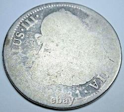 1781 Spanish Mexico Engraved Silver 2 Reales Genuine Antique 1700's Pirate Coin