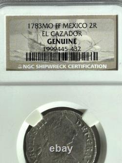 1783MO FF MEXICO 2R Reales Silver EL CAZADOR Shipwreck Treasure Coin NGC GENUINE