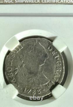 1783MO FF MEXICO 2R Reales Silver EL CAZADOR Shipwreck Treasure Coin NGC GENUINE