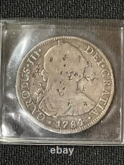 1784 Silver Coin Carolus III Dei Gratia Hispan ET IND Rex M8R FM
