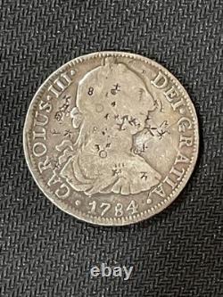 1784 Silver Coin Carolus III Dei Gratia Hispan ET IND Rex M8R FM