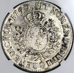 1790-Q NGC Genuine France Louis XVI Ecu Perpignan Crown Silver Coin (24032601C)
