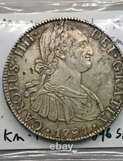 1791 Mexico Silver 8 Reales OM About Uncirculated Spanish Treasure Coin