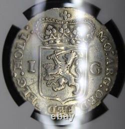 1793 Netherlands Silver Coin Holland 1 Gulden Polished Graded NGC VF Details