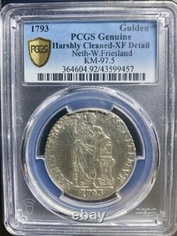 1793 Netherlands West Friesland Silver Gulden PCGS Extra Fine Details Cleaned