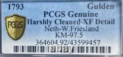 1793 Netherlands West Friesland Silver Gulden PCGS Extra Fine Details Cleaned