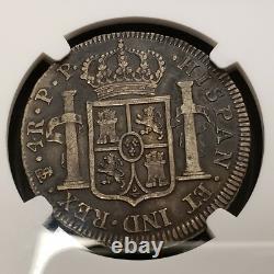 1800 PTS PP Bolivia 4Reales. 3899 oz ASW Deep Patina NGC XF Details F3138