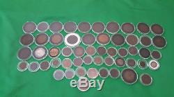 1800's world coin lot, and silver, and 1 U. S. 1854 cent included. 54 coins total