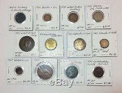 1800s-1900s World Lot of 150 Carded Coins with Silver, many BU-AU LOT#6