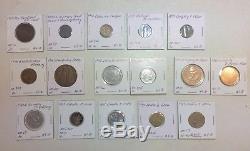 1800s-1900s World Lot of 200 Carded Coins with Silver, many BU-AU