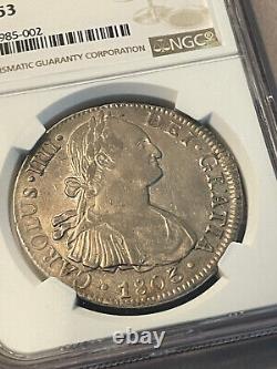 1803 MO FT 8 Reales 8R Mexico Charles IV Silver NGC AU 53