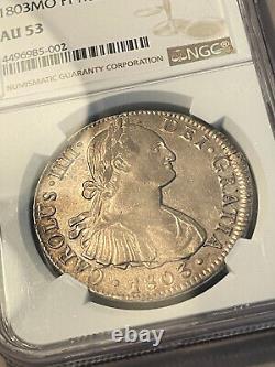 1803 MO FT 8 Reales 8R Mexico Charles IV Silver NGC AU 53