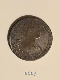 1803 Mo TH Mexico 8 Reales Charles IV Spanish Colonial Silver Coin Raw 1803 Mo TH Mexico 8 Reales Charles IV Spanish Colonial Silver Coin Raw