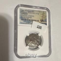 1808 India 10 Cash Madras Presidency Admiral Gardner Shipwreck Silver Washed NGC