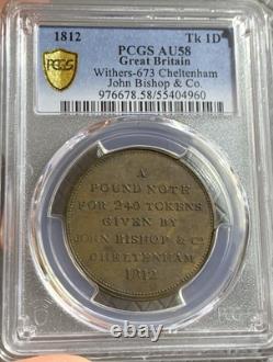 1812 Breat Britain Token 1 Penny John Bishop & Co Pcgs Au58