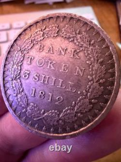 1812 George III Silver Bank Token 3 Shillings, Strong VF Detail, Sharp Wreath