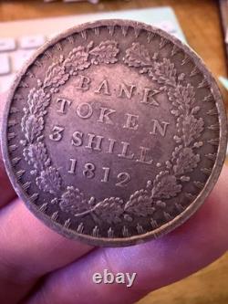 1812 George III Silver Bank Token 3 Shillings, Strong VF Detail, Sharp Wreath
