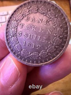 1812 George III Silver Bank Token 3 Shillings, Strong VF Detail, Sharp Wreath