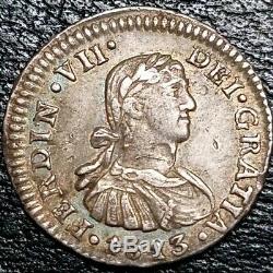 1813 JJ 1/2 Real Mexico Colony Milled Bust King Ferdinand VII World Silver Coin