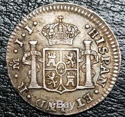 1813 JJ 1/2 Real Mexico Colony Milled Bust King Ferdinand VII World Silver Coin