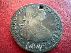 1819 Bogotá 2 Reales Ferdinand VII Legend on Charles IV Bust, Holed