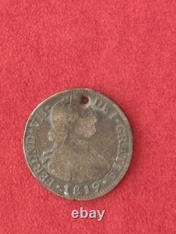 1819 Bogotá 2 Reales Ferdinand VII Legend on Charles IV Bust, Holed